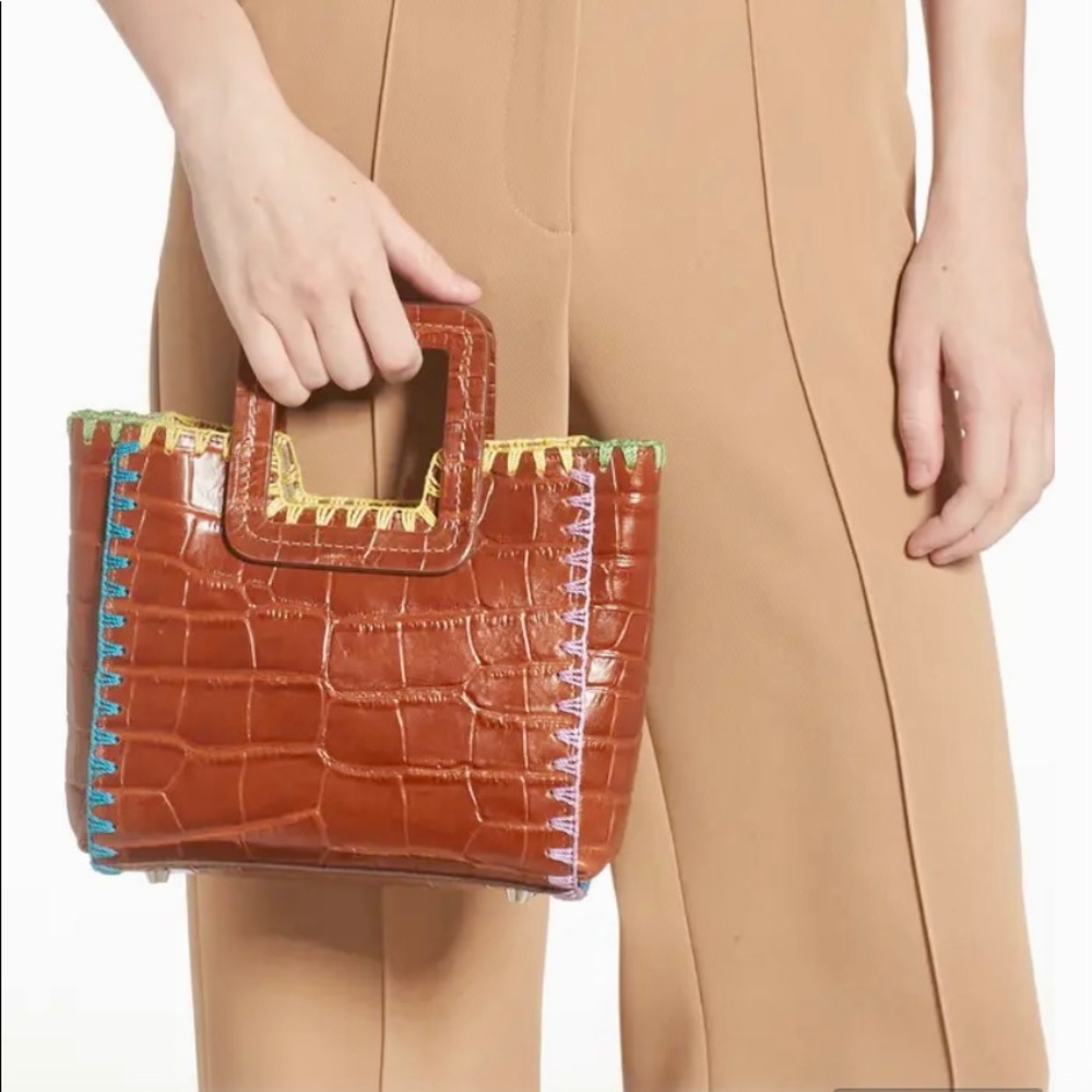 Mini Shirley Crochet Edge & Leather Top Handle Bag